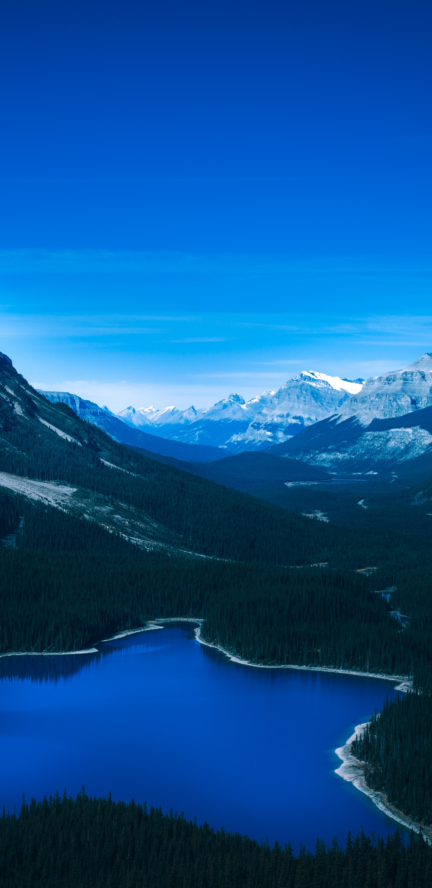 2960×1440手机壁纸-雪山和深蓝的湖水
