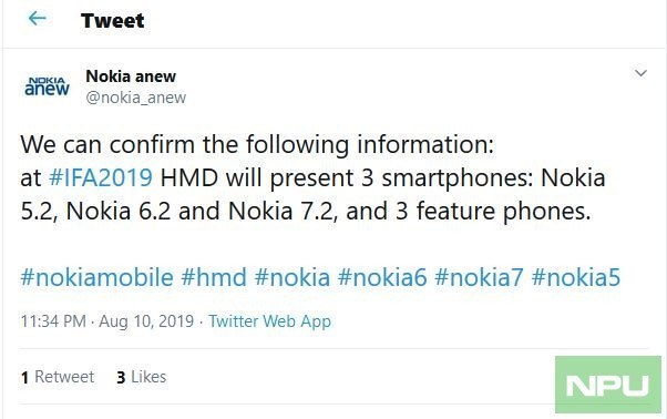 爆料：诺基亚 5.2/6.2/7.2 和三款功能机将于9月5日推出