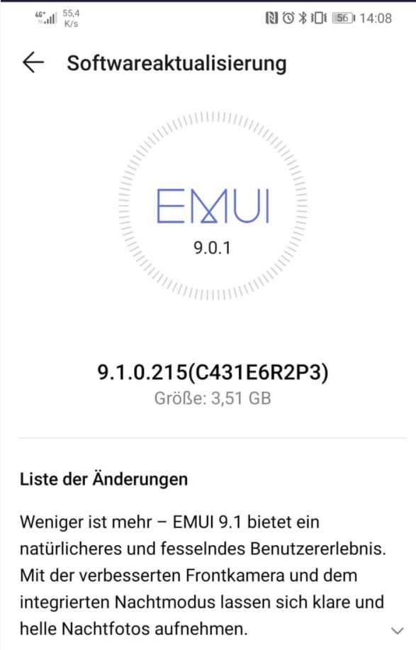德版华为P30 Lite获EMUI 9.1更新