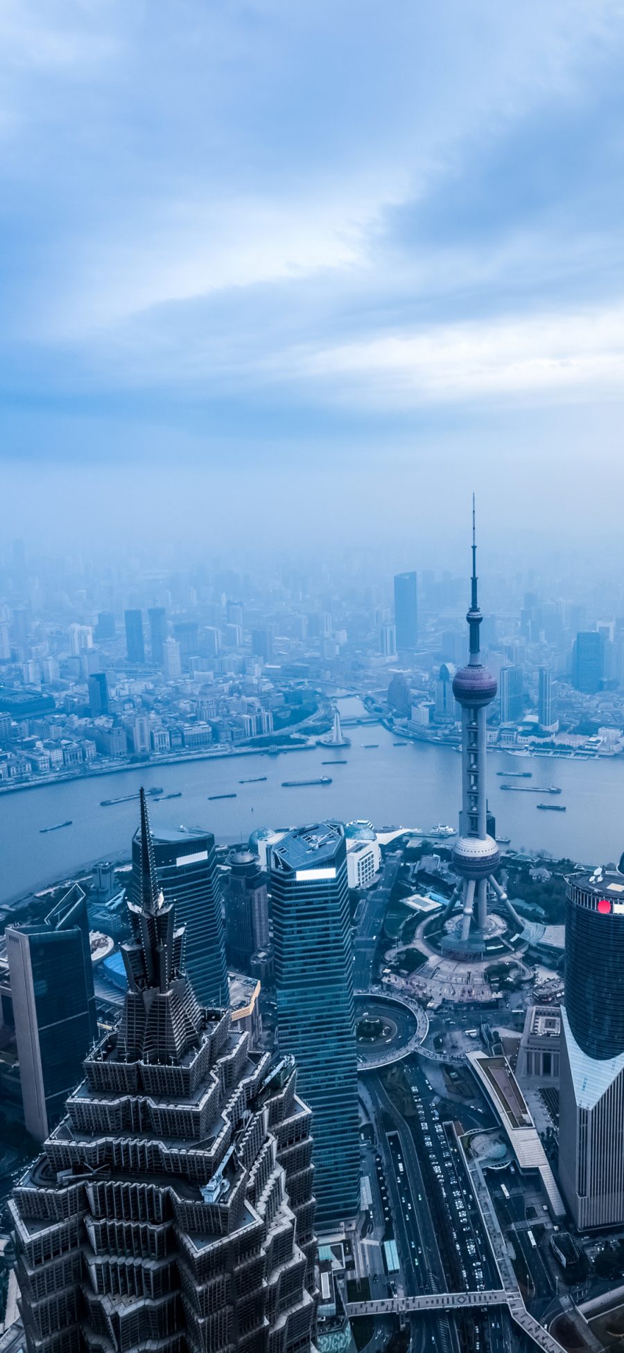 [2436×1125]iphoneX 上海城市俯瞰全景壁纸