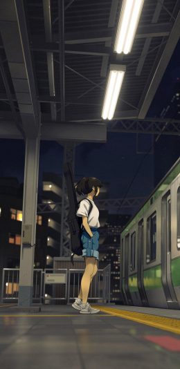 地铁 少女 吉他 动漫手机高清壁纸图片