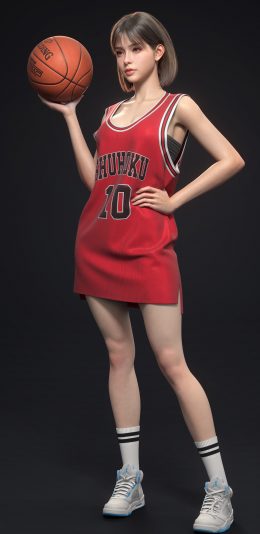 3D 帅气美女 灌篮高手 卢静赤木晴子 球服 篮球手机壁纸图片