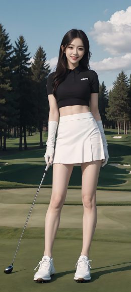 AI绘画 高尔夫球场美女 手机壁纸