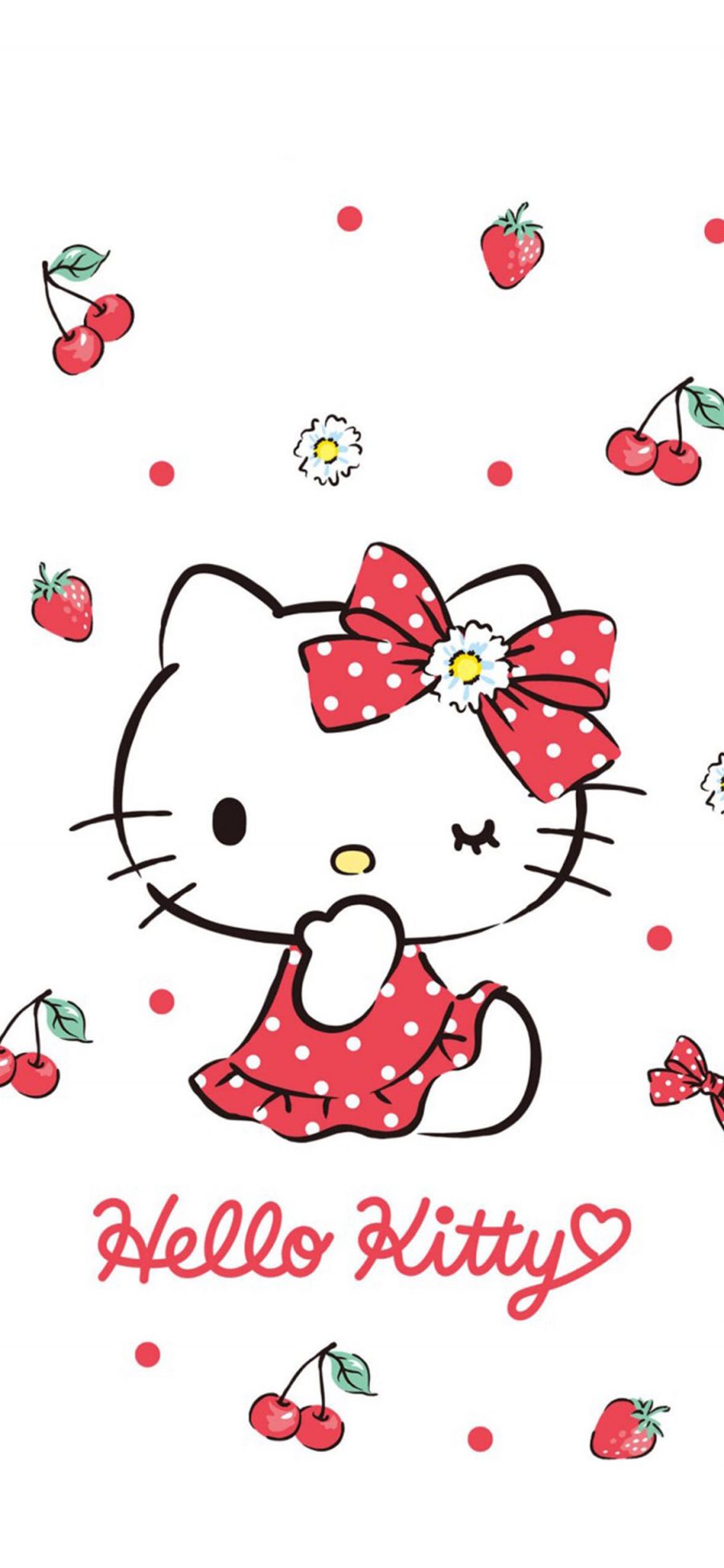 2436 1125 Hello Kitty 动画樱桃可爱苹果手机动漫壁纸图片 全面屏手机壁纸