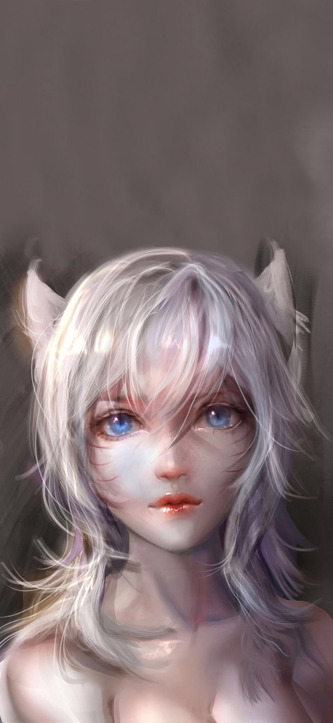 [2436×1125]CG插画 猫耳朵 动漫 少女 苹果手机动漫壁纸图片