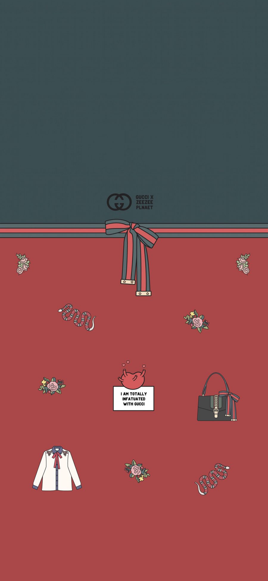 [2436×1125]Gucci 品牌 卡通 包包 服饰 苹果手机动漫壁纸图片