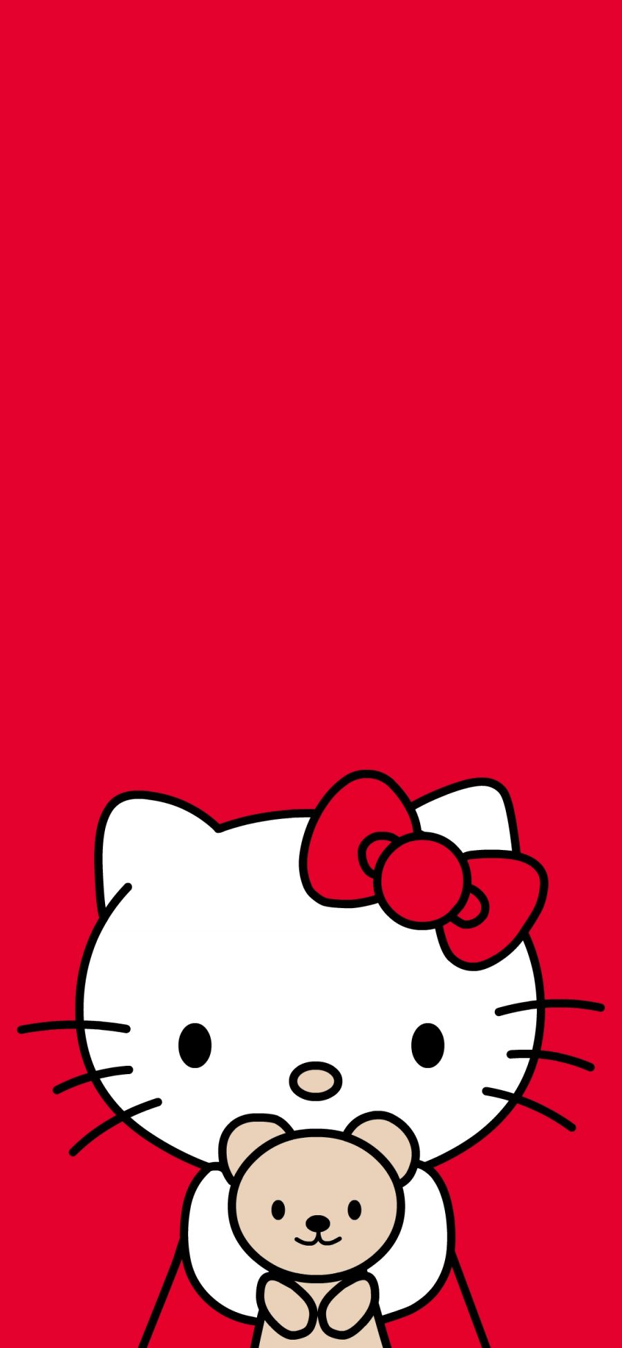 [2436×1125]Hello Kitty 凯特猫 红色 卡通 苹果手机动漫壁纸图片