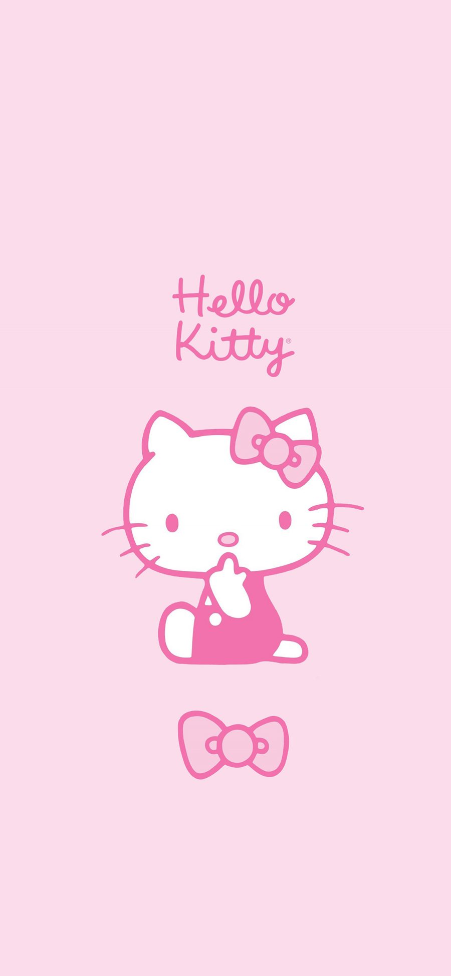 [2436×1125]Hello kitty 动画 卡通 粉色 蝴蝶结 苹果手机动漫壁纸图片