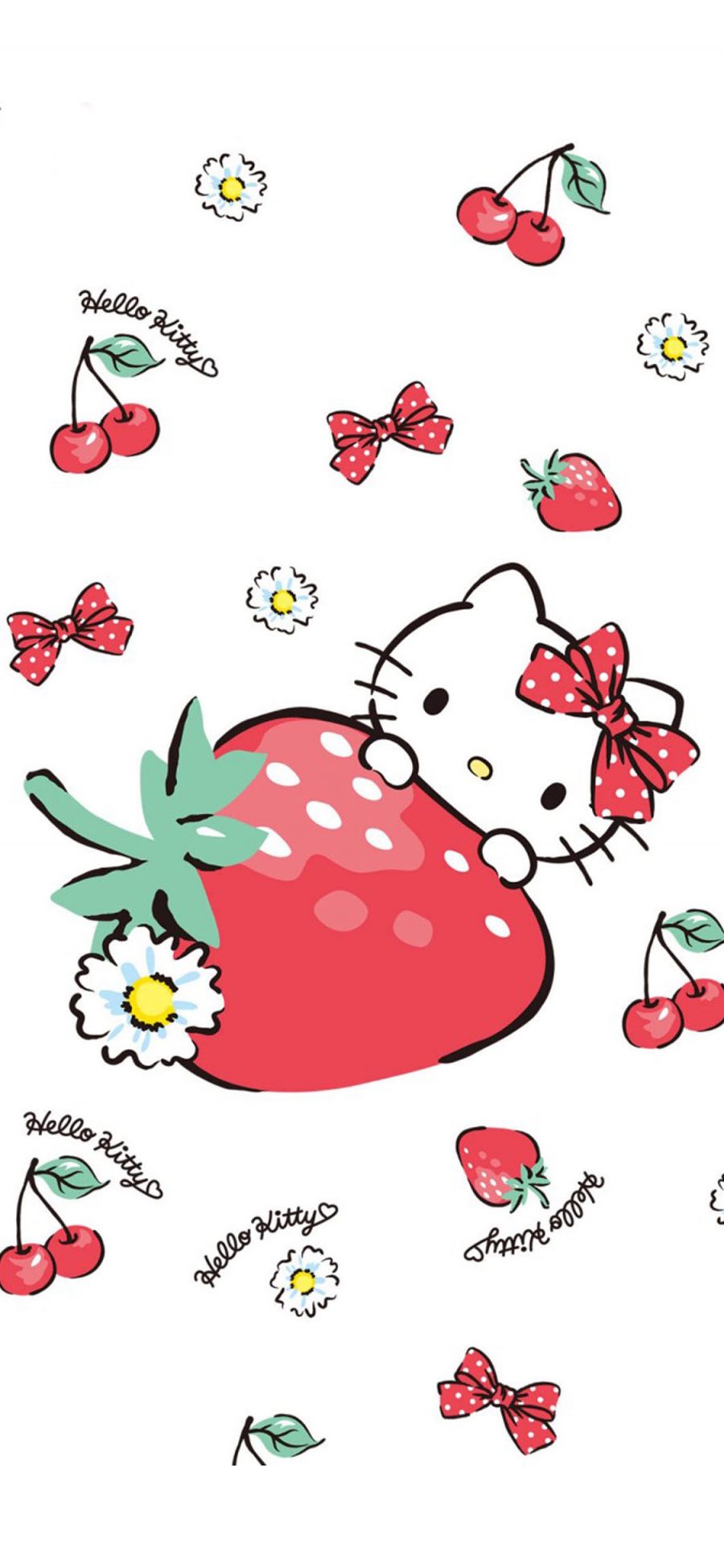 [2436×1125]Hello kitty 动画 草莓 可爱 苹果手机动漫壁纸图片