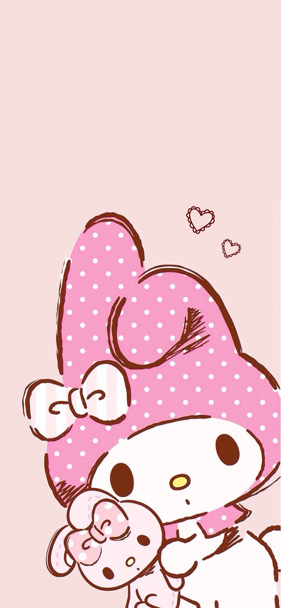 [2436×1125]Melody 美乐蒂 日本动漫 可爱 少女 粉色 爱心 蝴蝶结 兔子 苹果手机动漫壁纸图片