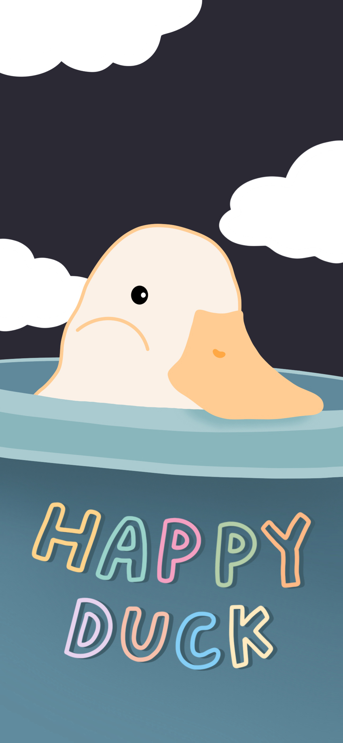 [2436×1125]happy duck 鸭头 卡通 苹果手机动漫壁纸图片