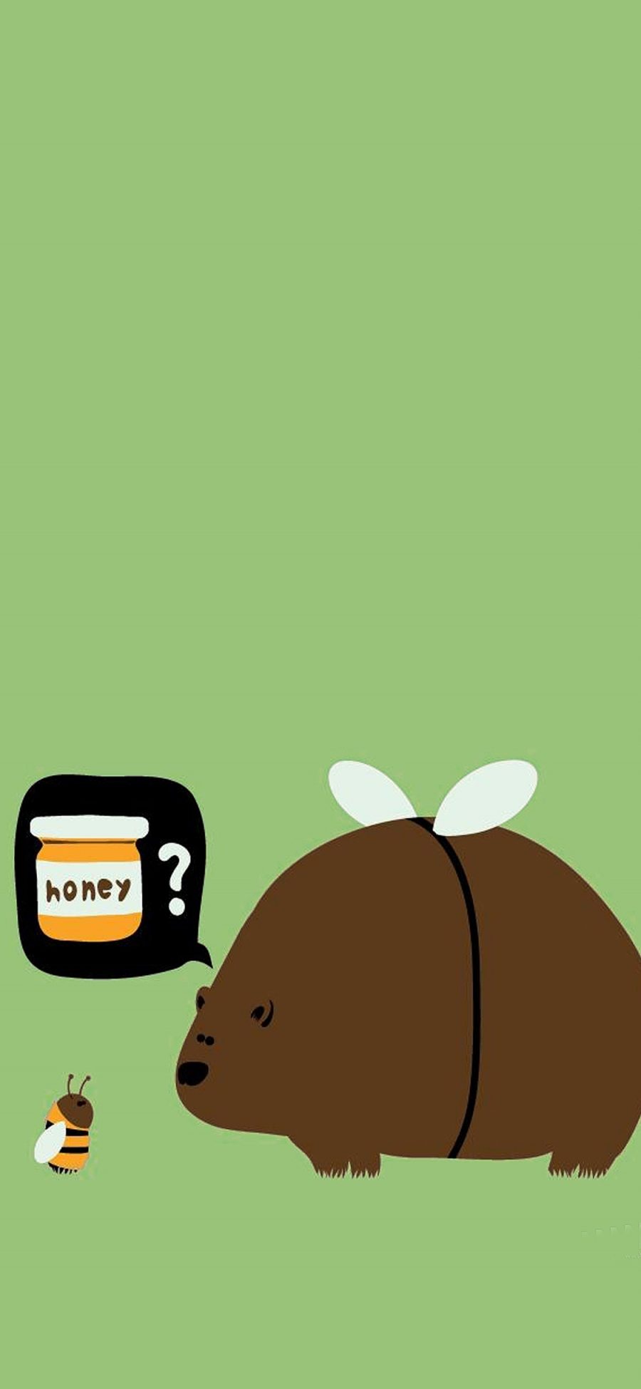 [2436×1125]honey 小熊 蜜蜂 绿 苹果手机动漫壁纸图片