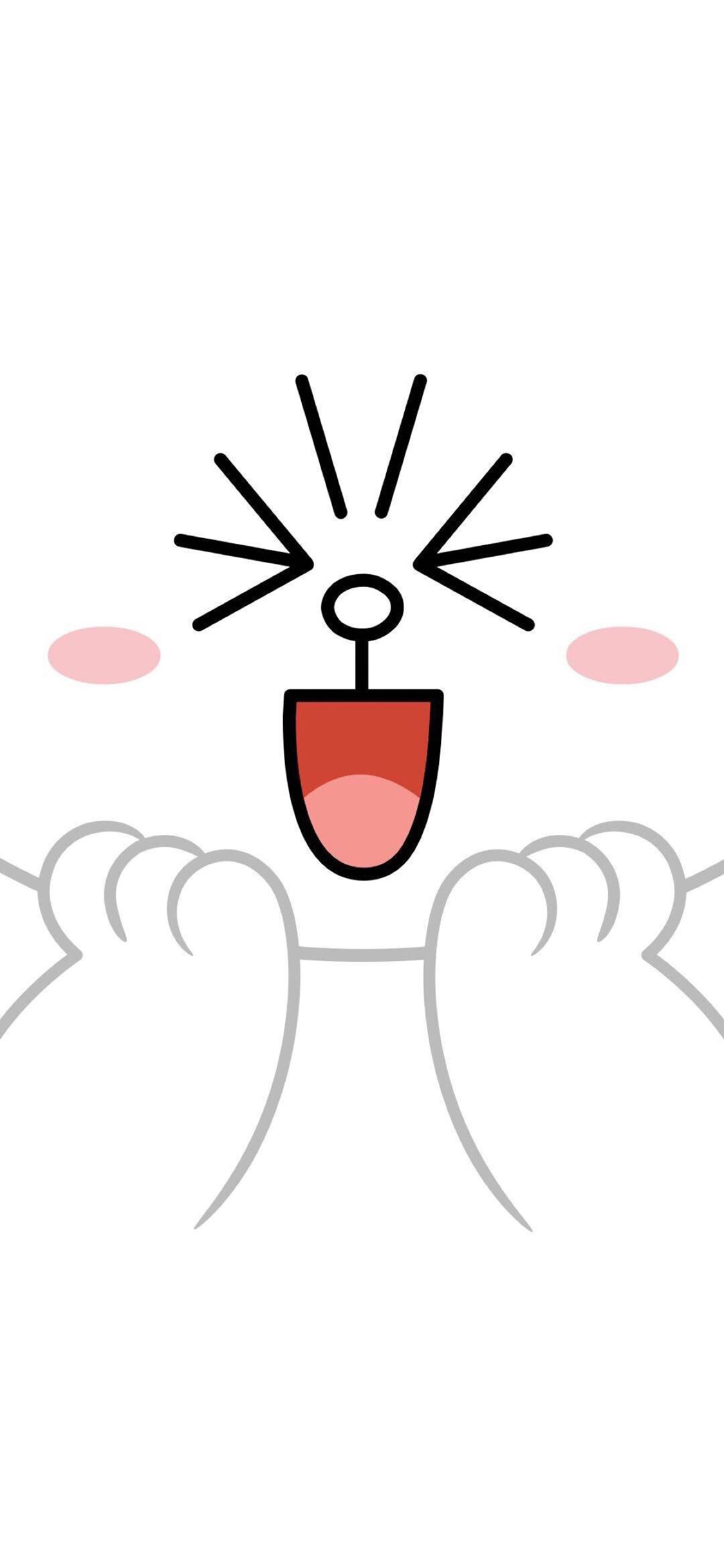 [2436×1125]line friends 可妮兔 卡通 可爱 白色 苹果手机动漫壁纸图片