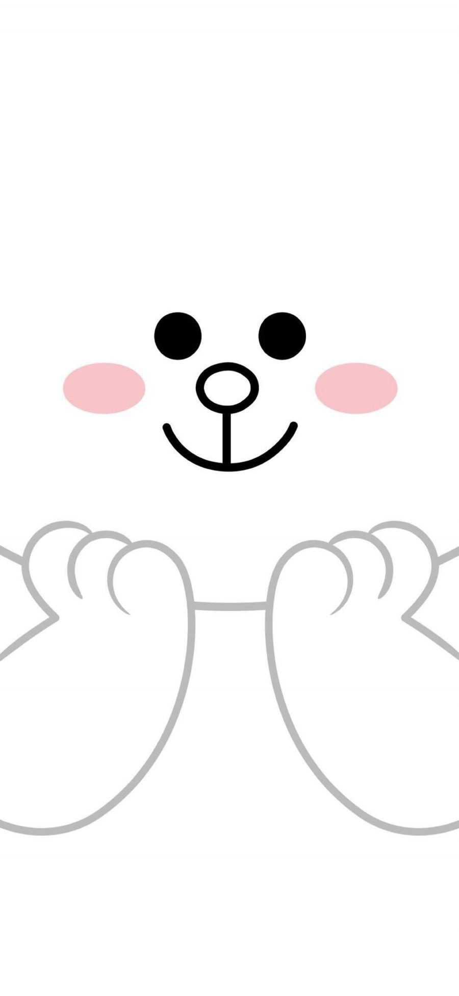 [2436×1125]line friends 可妮兔 卡通 可爱 白色 托脸 苹果手机动漫壁纸图片