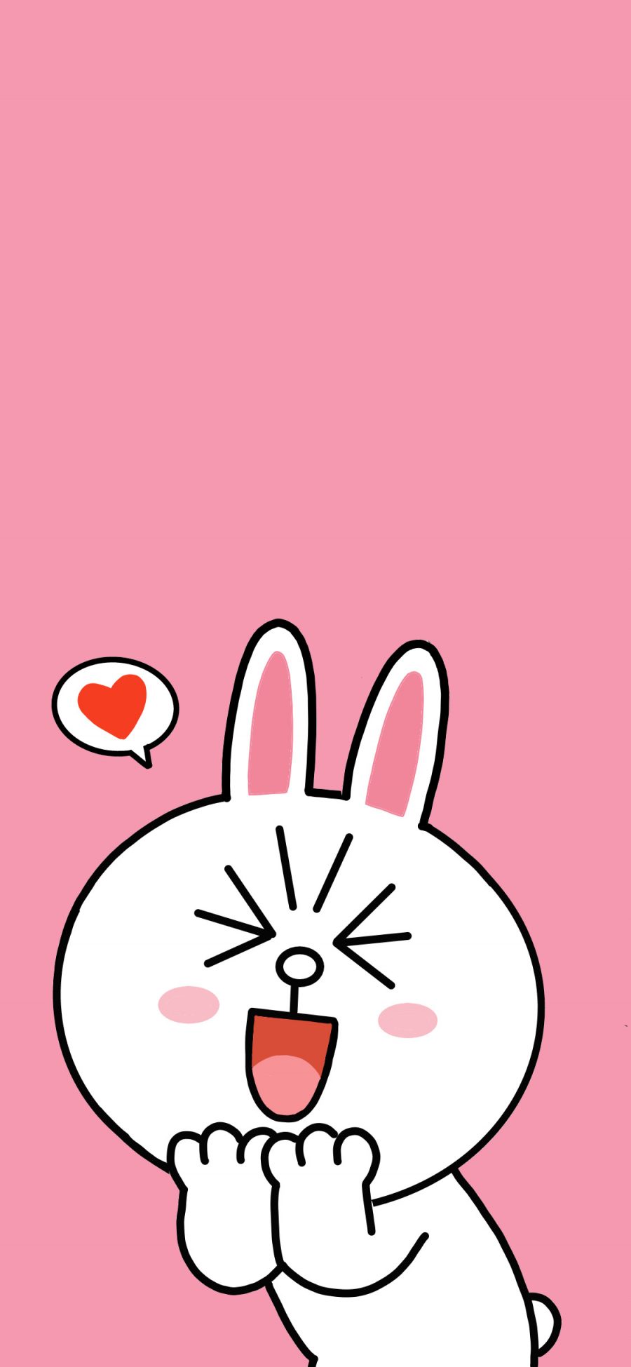 [2436×1125]line friends 可妮兔 卡通 可爱 粉色 喜欢 爱心 苹果手机动漫壁纸图片