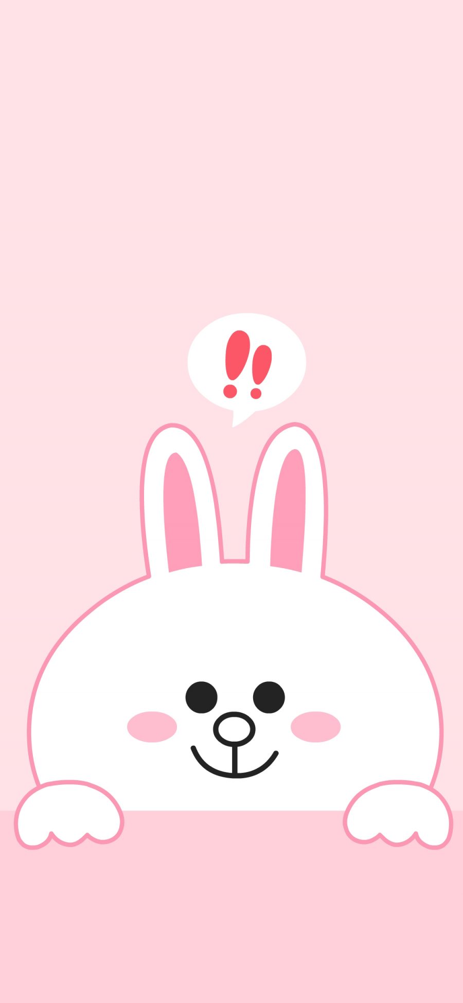 [2436×1125]line friends 可妮兔 卡通 可爱 粉色 音符 苹果手机动漫壁纸图片