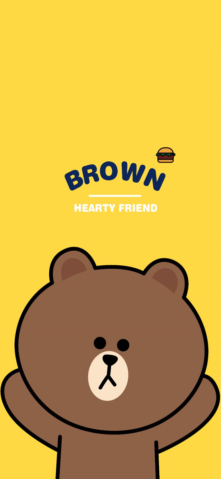 [2436×1125]line friends 布朗熊 卡通 可爱 黄色 苹果手机动漫壁纸图片