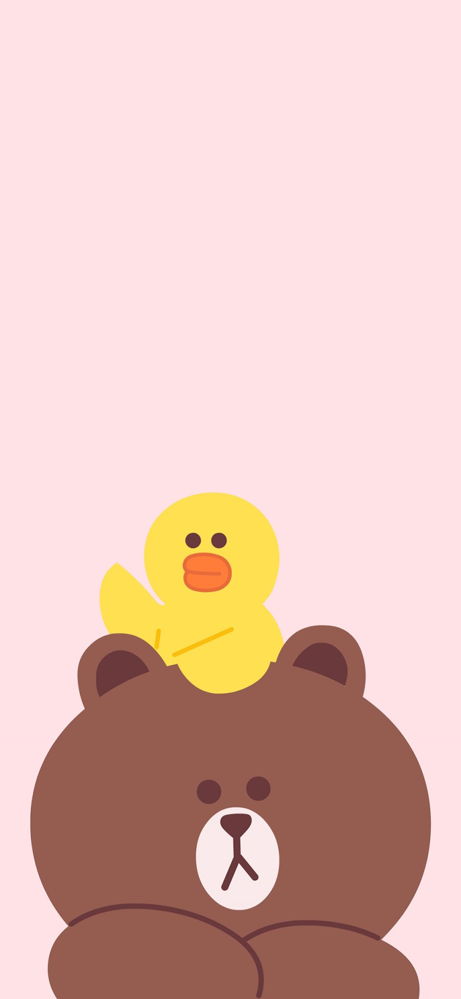 [2436×1125]line 卡通 布朗熊 萨莉鸡 可爱 粉色 苹果手机动漫壁纸图片