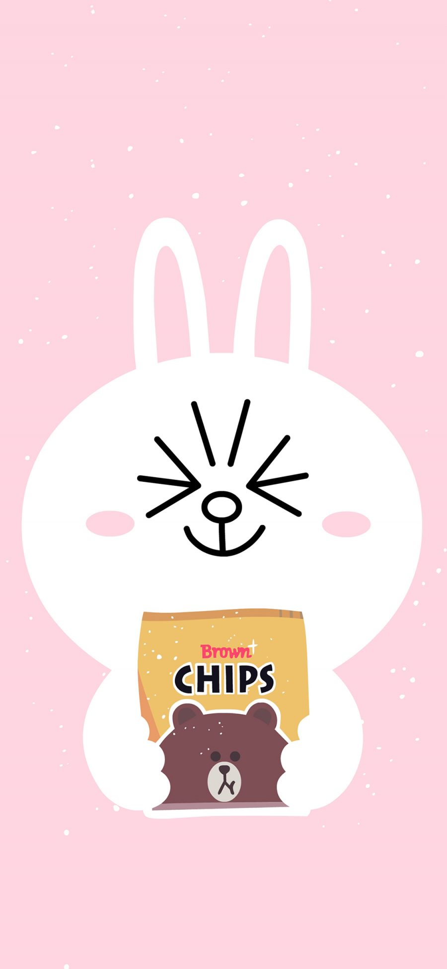 [2436×1125]line 可妮兔 薯片 布朗熊 粉色 苹果手机动漫壁纸图片