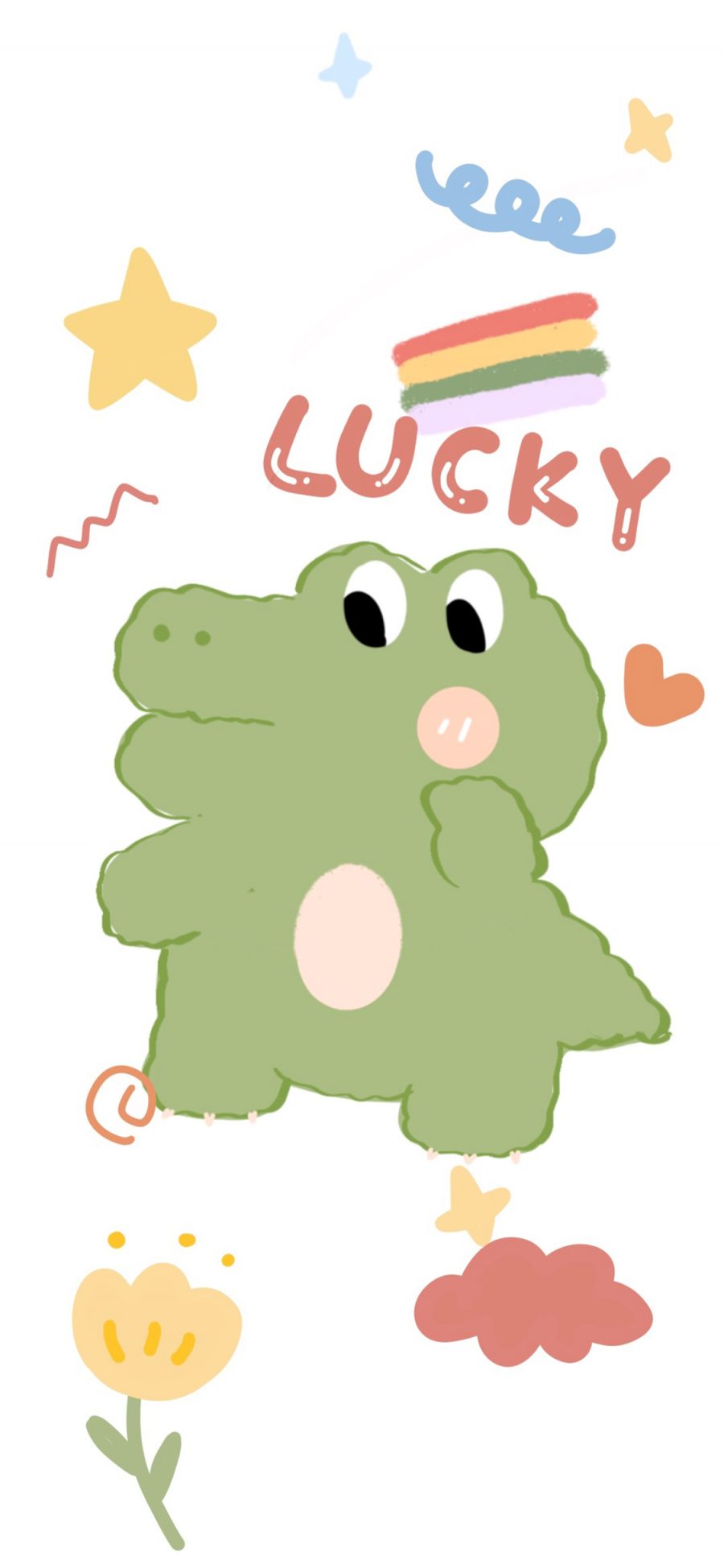 [2436×1125]lucky 小鳄鱼 色彩 苹果手机动漫壁纸图片