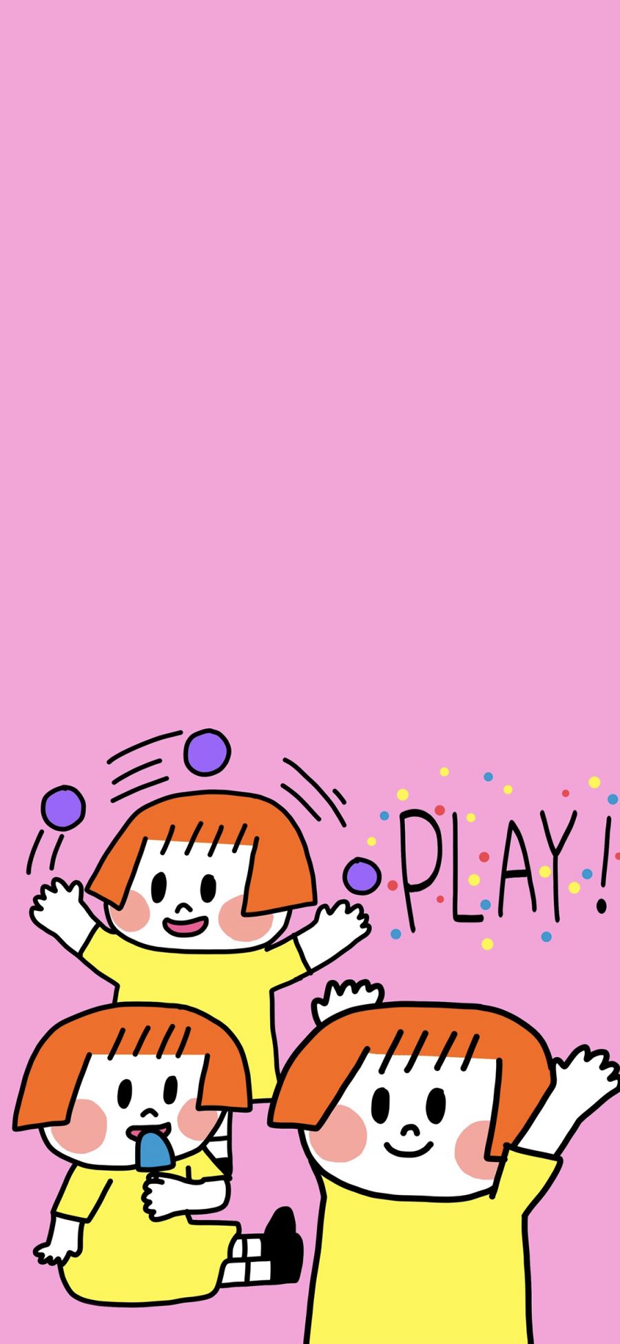 [2436×1125]play 玩 小女孩 粉色 可爱 卡通 苹果手机动漫壁纸图片