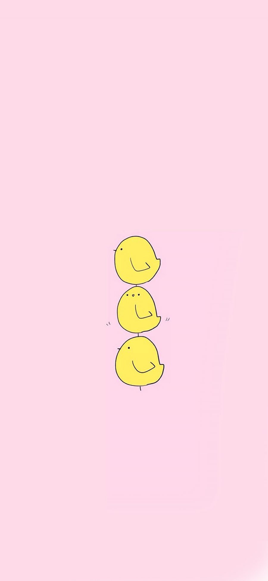 [2436×1125]三只小黄鸡可爱卡通 苹果手机动漫壁纸图片