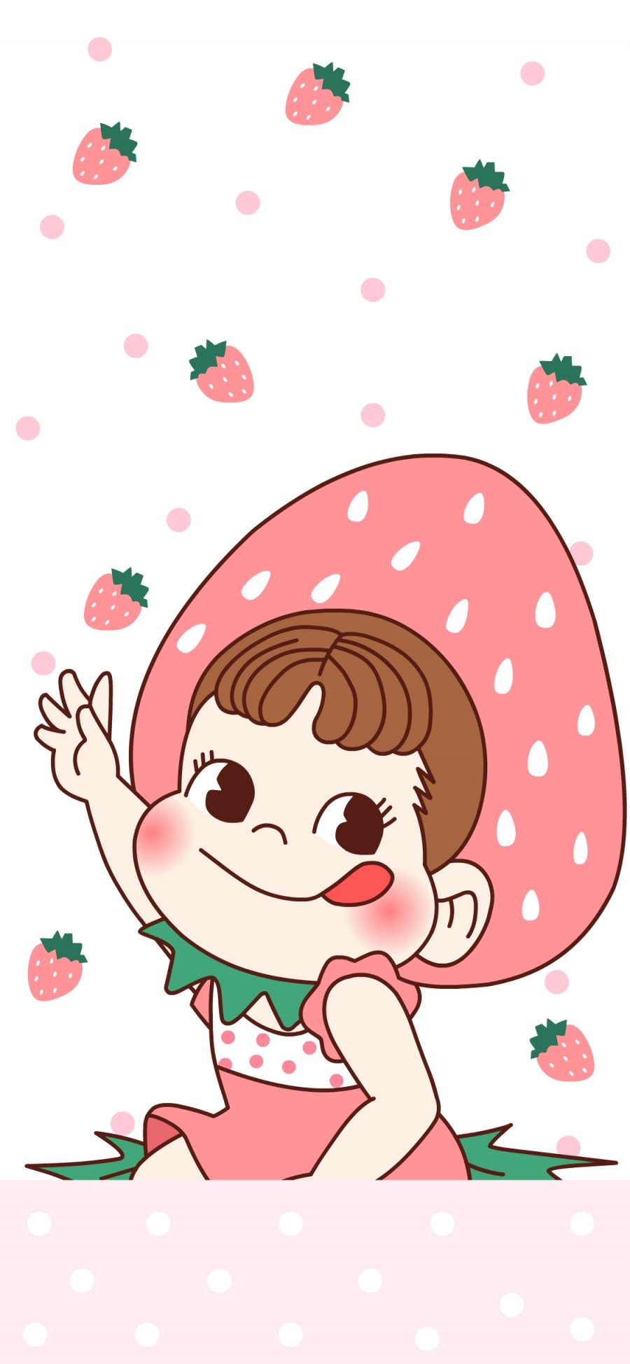[2436×1125]不二家 糖果 草莓 甜妞 卡通 苹果手机动漫壁纸图片