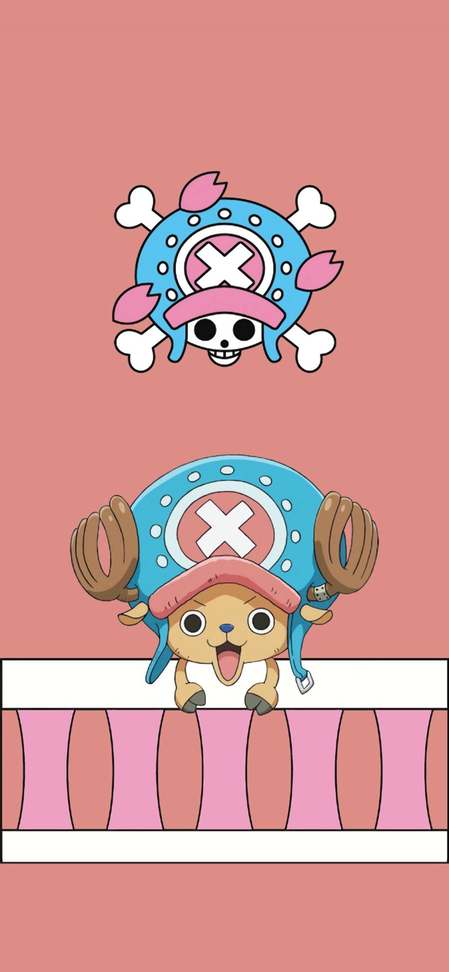 [2436×1125]乔巴 海贼王 粉色 骷髅头 日本 漫画 苹果手机动漫壁纸图片