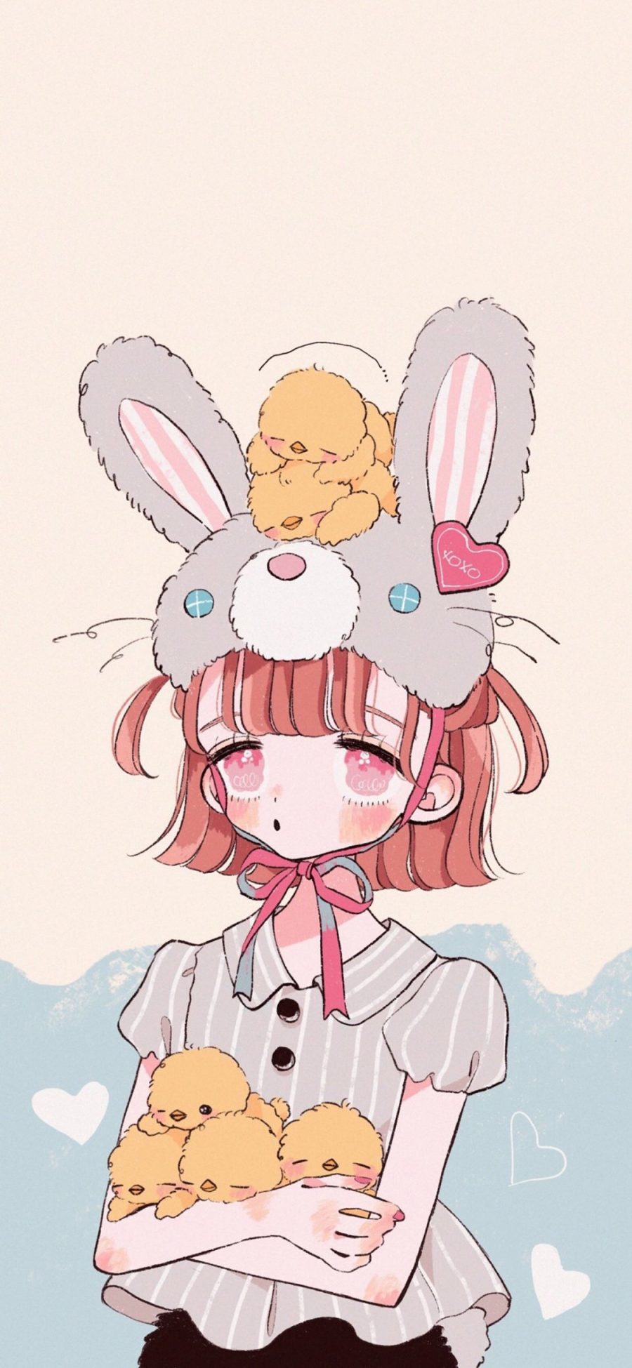 [2436×1125]二次元 少女 萝莉 兔肉 小鸡 苹果手机动漫壁纸图片