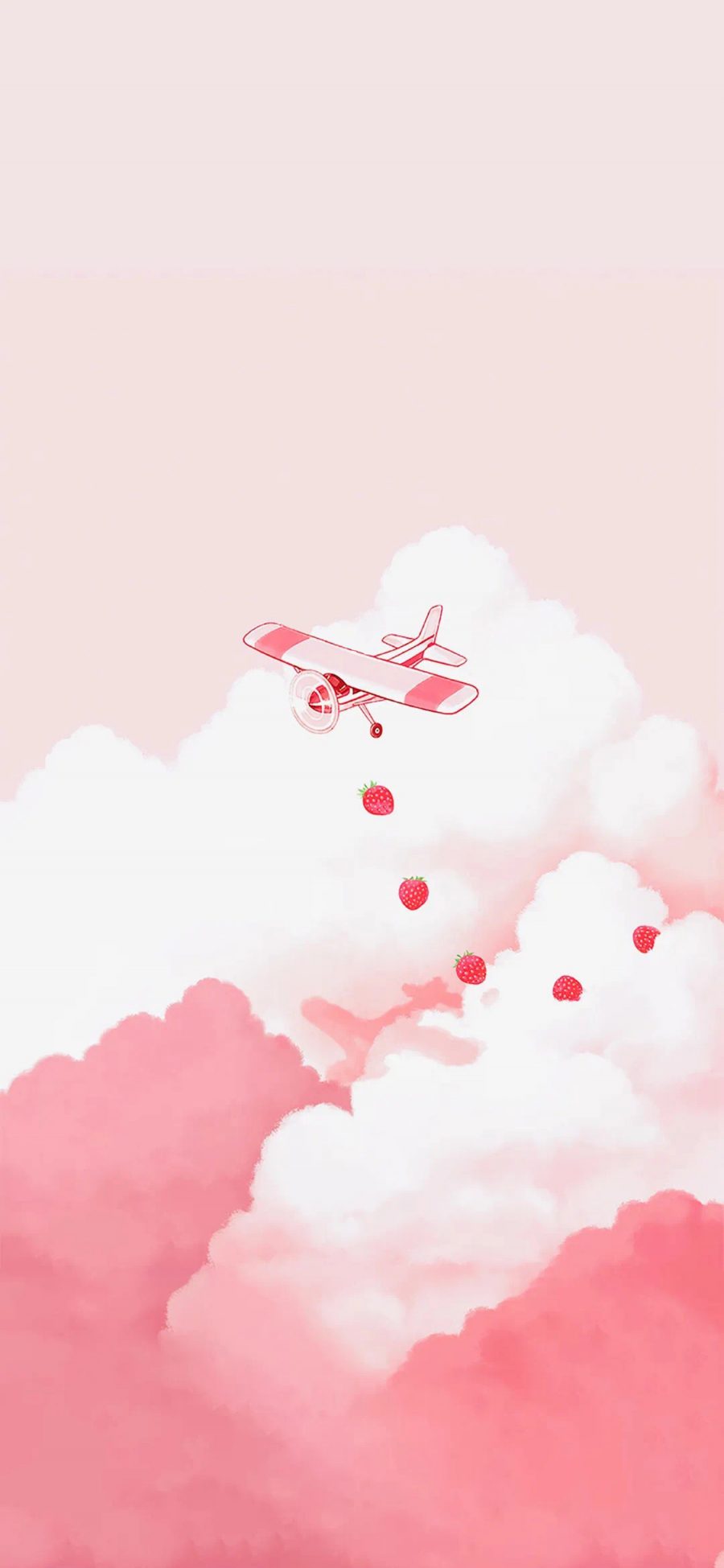 [2436×1125]云朵 飞机 粉色 草莓 苹果手机动漫壁纸图片