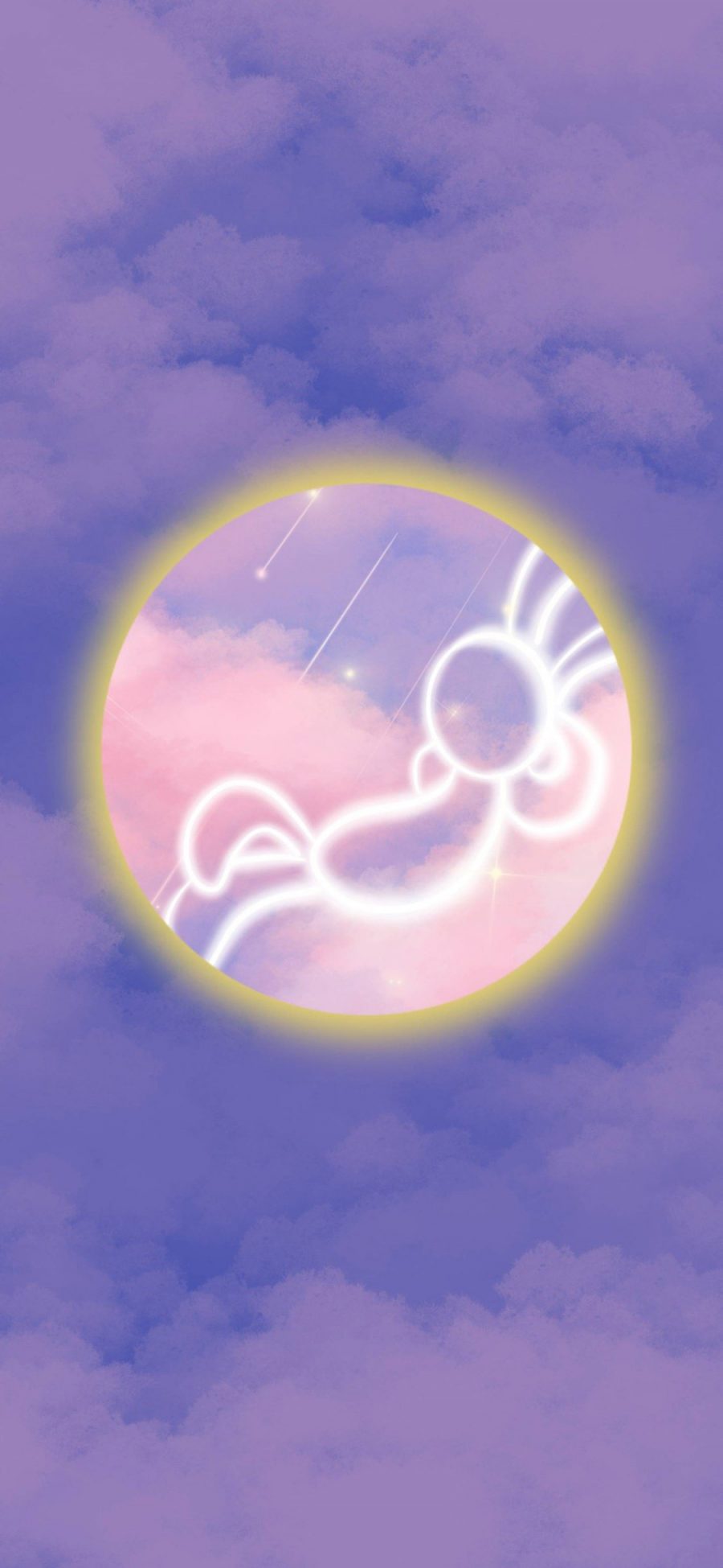[2436×1125]云空 紫色 兔子 流星 苹果手机动漫壁纸图片