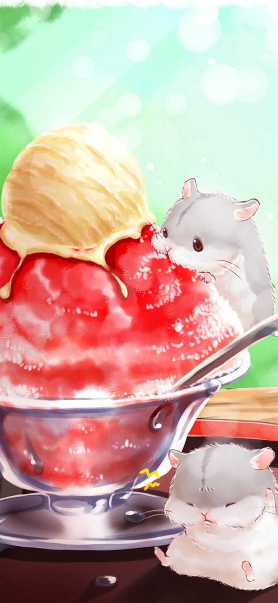 [2436×1125]仓鼠 手绘 色彩 可爱 冰淇淋 苹果手机动漫壁纸图片