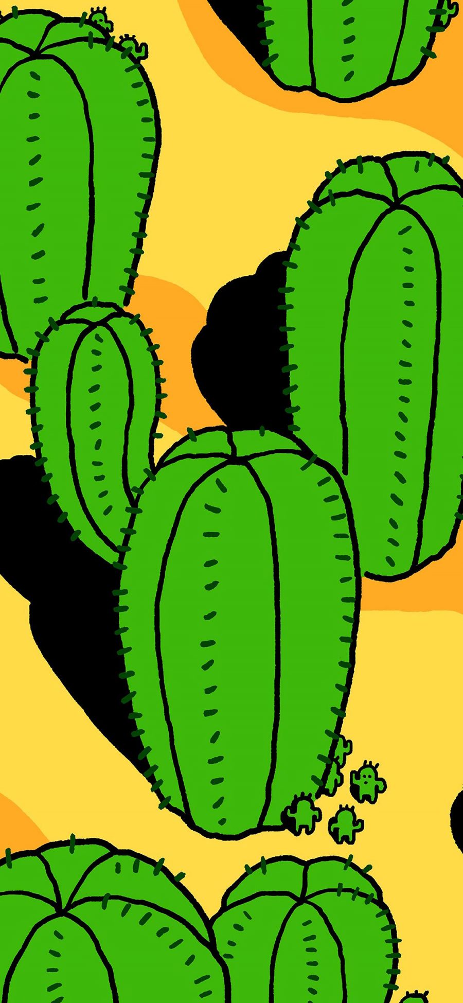 [2436×1125]仙人掌 绿色 植被 卡通 刺 苹果手机动漫壁纸图片