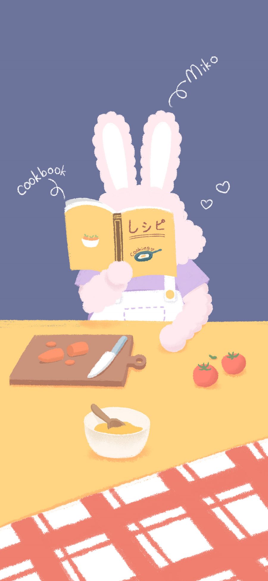 [2436×1125]做饭 料理 兔子 萌咔便利店 番茄 苹果手机动漫壁纸图片