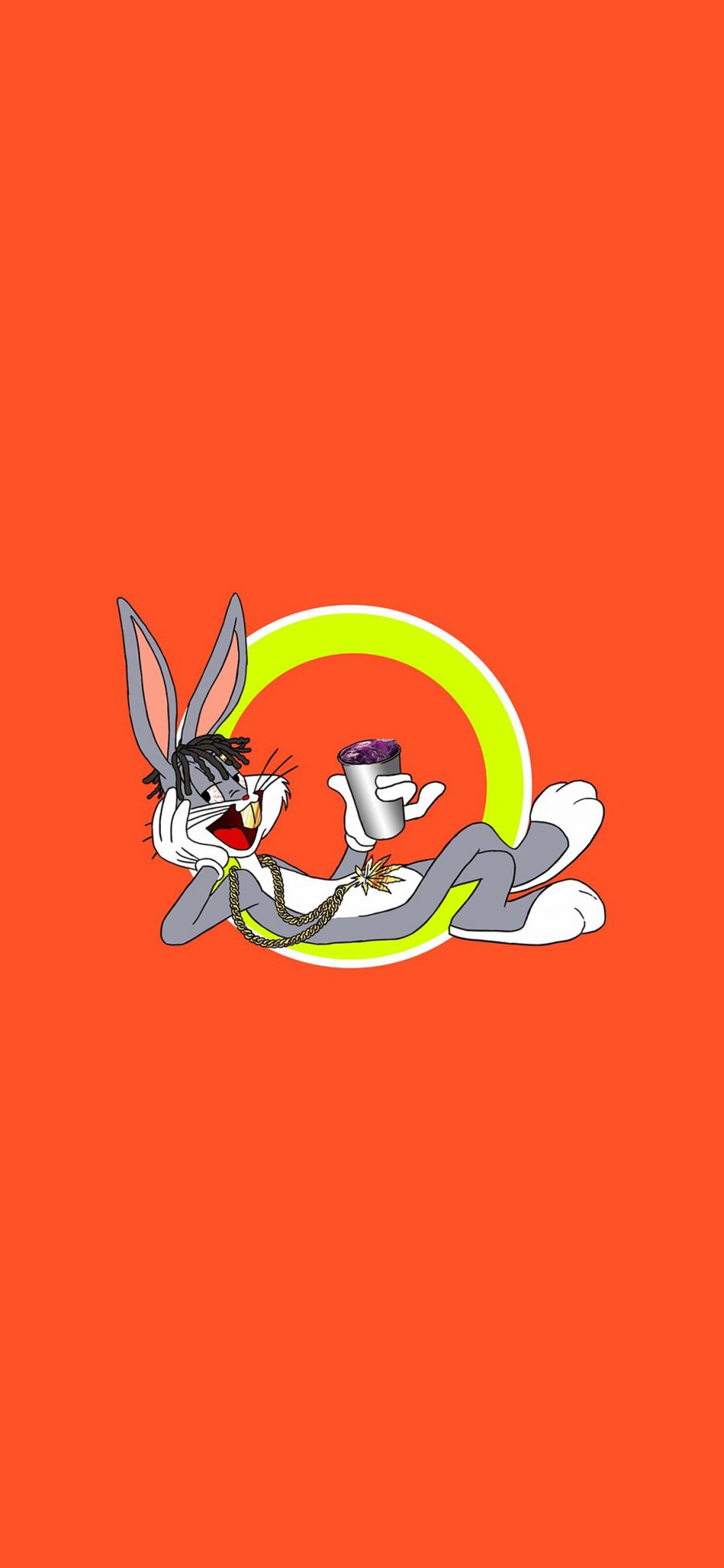 [2436×1125]兔八哥 动画 卡通 橘色 苹果手机动漫壁纸图片