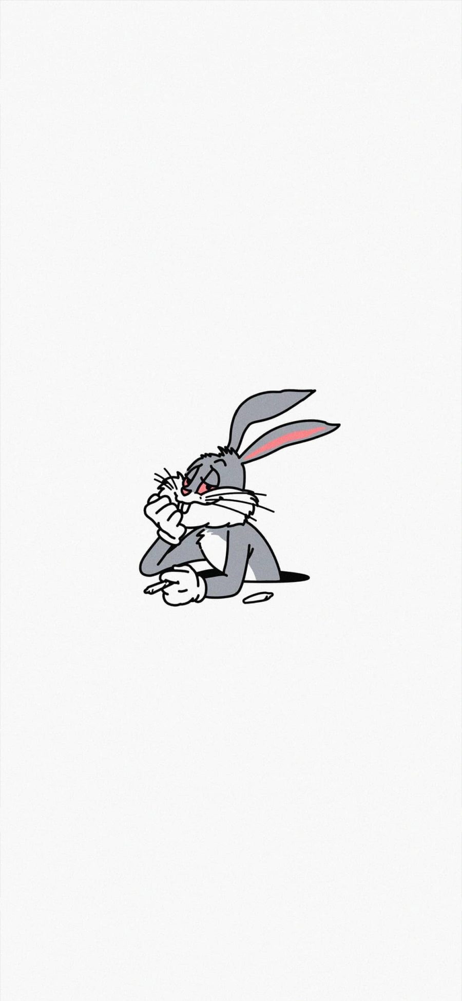 [2436×1125]兔八哥 卡通 白色 颓废 吸烟 苹果手机动漫壁纸图片