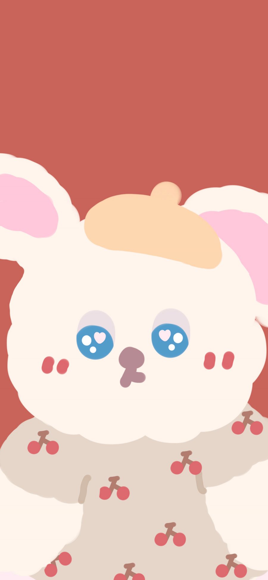 [2436×1125]兔子 卡通 可爱 樱桃 苹果手机动漫壁纸图片