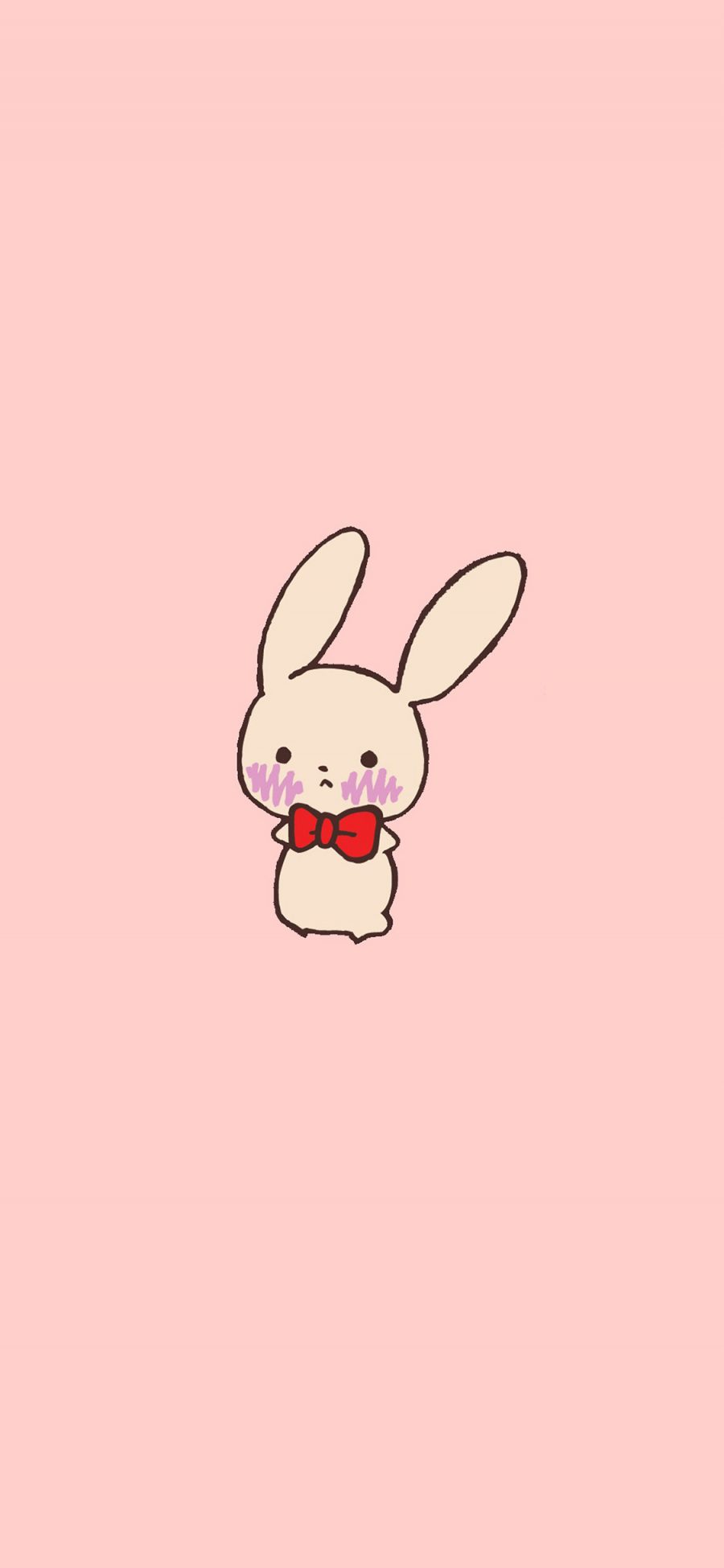 [2436×1125]兔子 可爱 卡通 粉色 蝴蝶结 苹果手机动漫壁纸图片