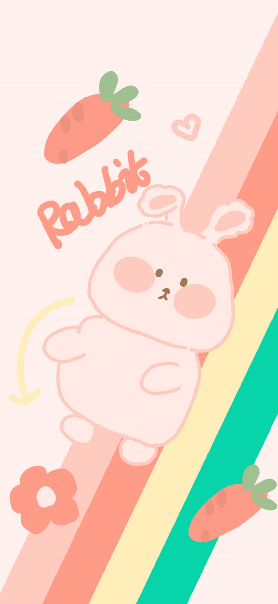 [2436×1125]兔子 可爱 粉 胡萝卜 rabbit 苹果手机动漫壁纸图片