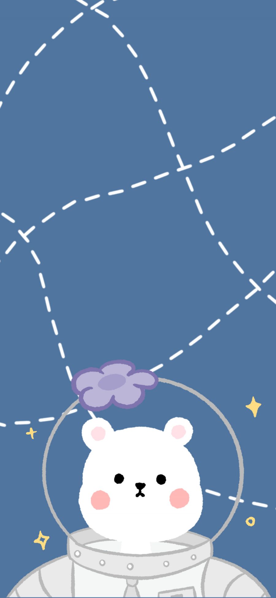 [2436×1125]兔子 宇航服 线条 可爱 苹果手机动漫壁纸图片