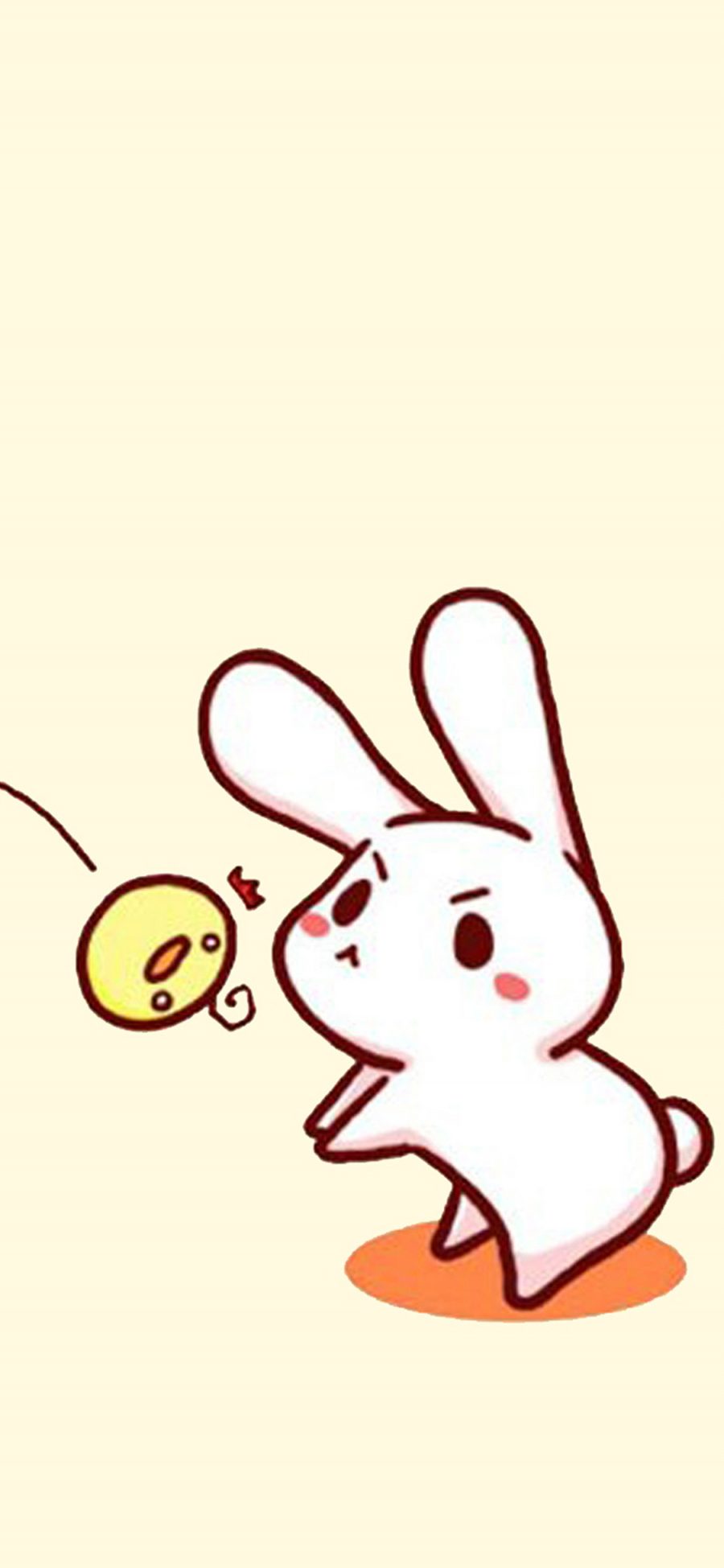 [2436×1125]兔子 手绘 简约 黄 苹果手机动漫壁纸图片