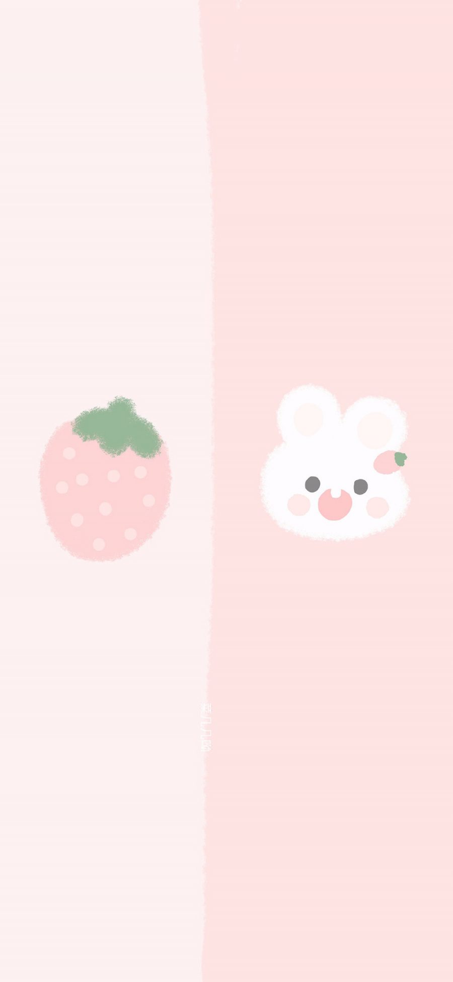 [2436×1125]兔子 粉色 草莓 对话框 苹果手机动漫壁纸图片