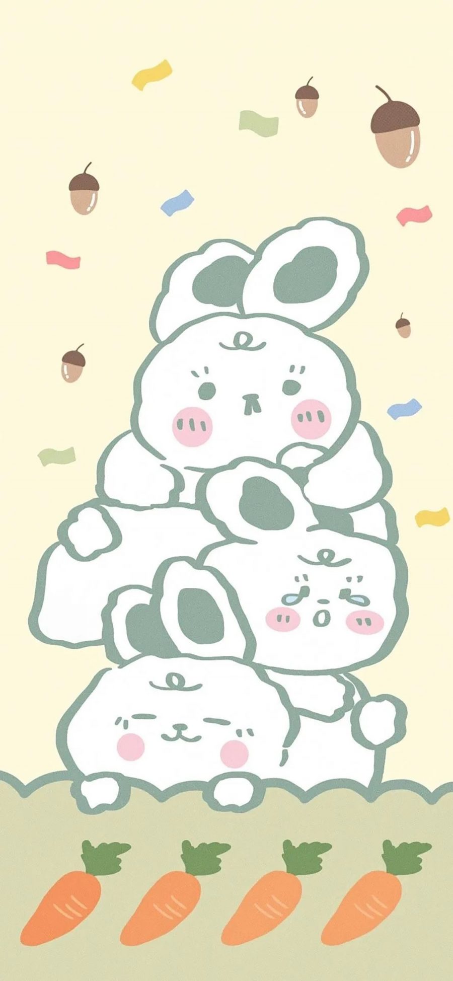 [2436×1125]兔子 胡萝卜 可爱 卡通 苹果手机动漫壁纸图片