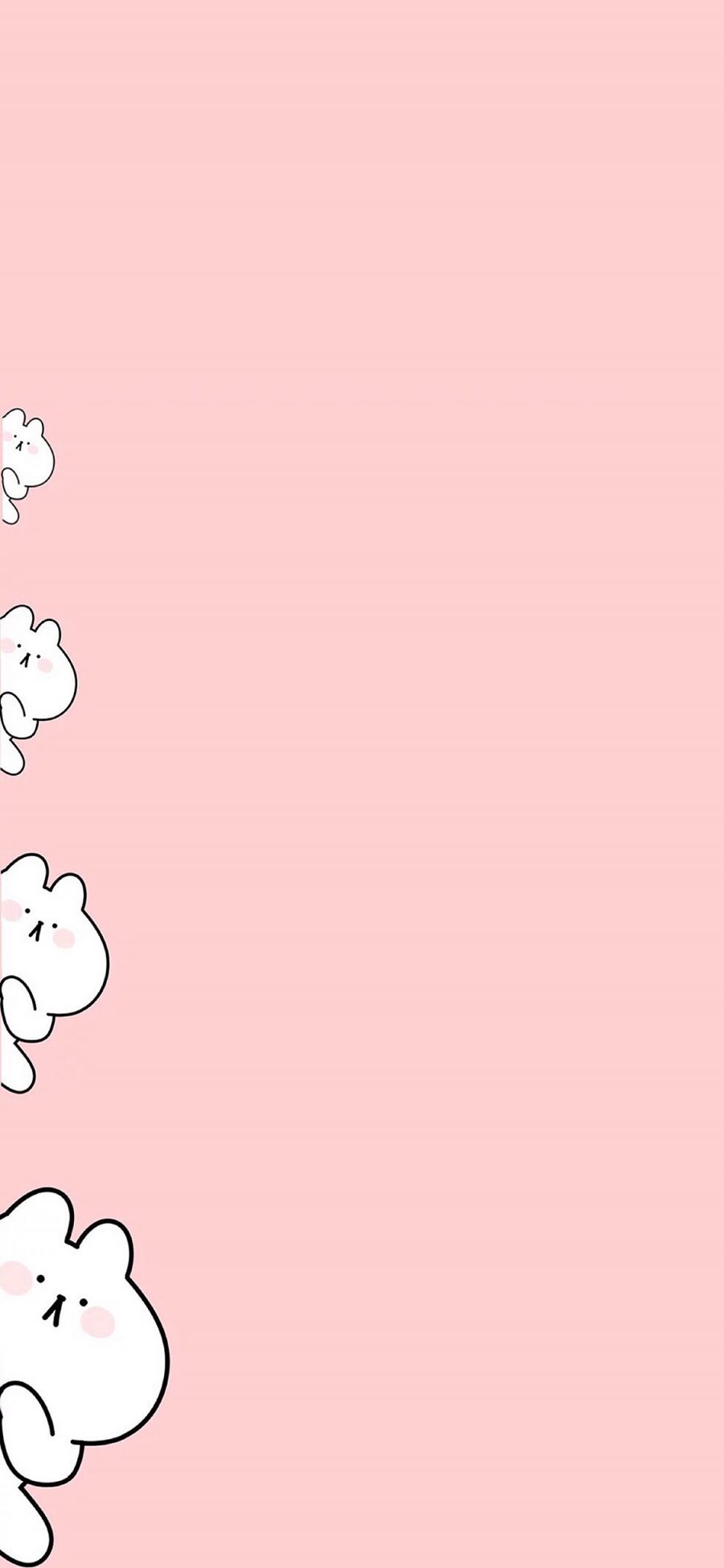 [2436×1125]兔子 萌 可爱 卡通 粉色 暗中观察 苹果手机动漫壁纸图片