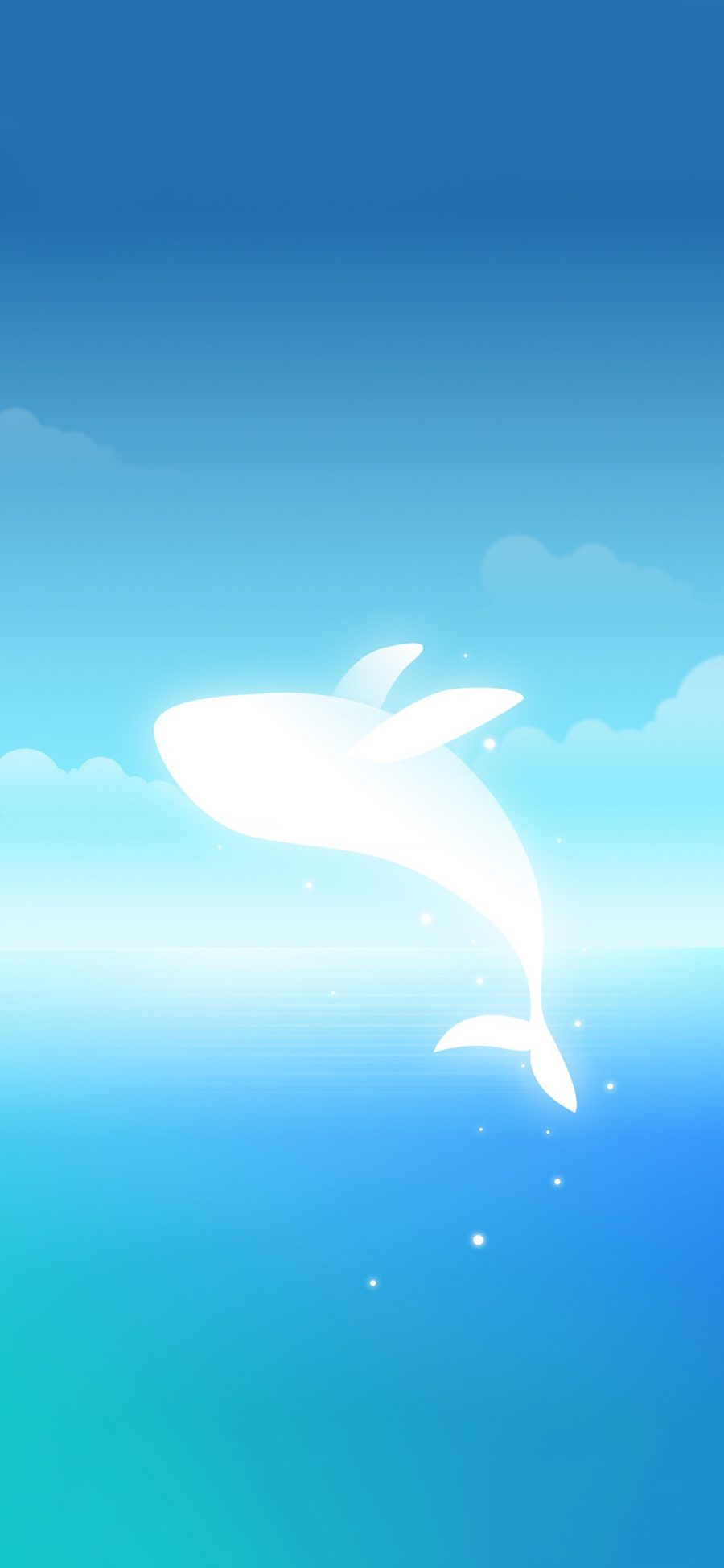 [2436×1125]创意 天蓝 唯美 渐变 海豚 苹果手机动漫壁纸图片