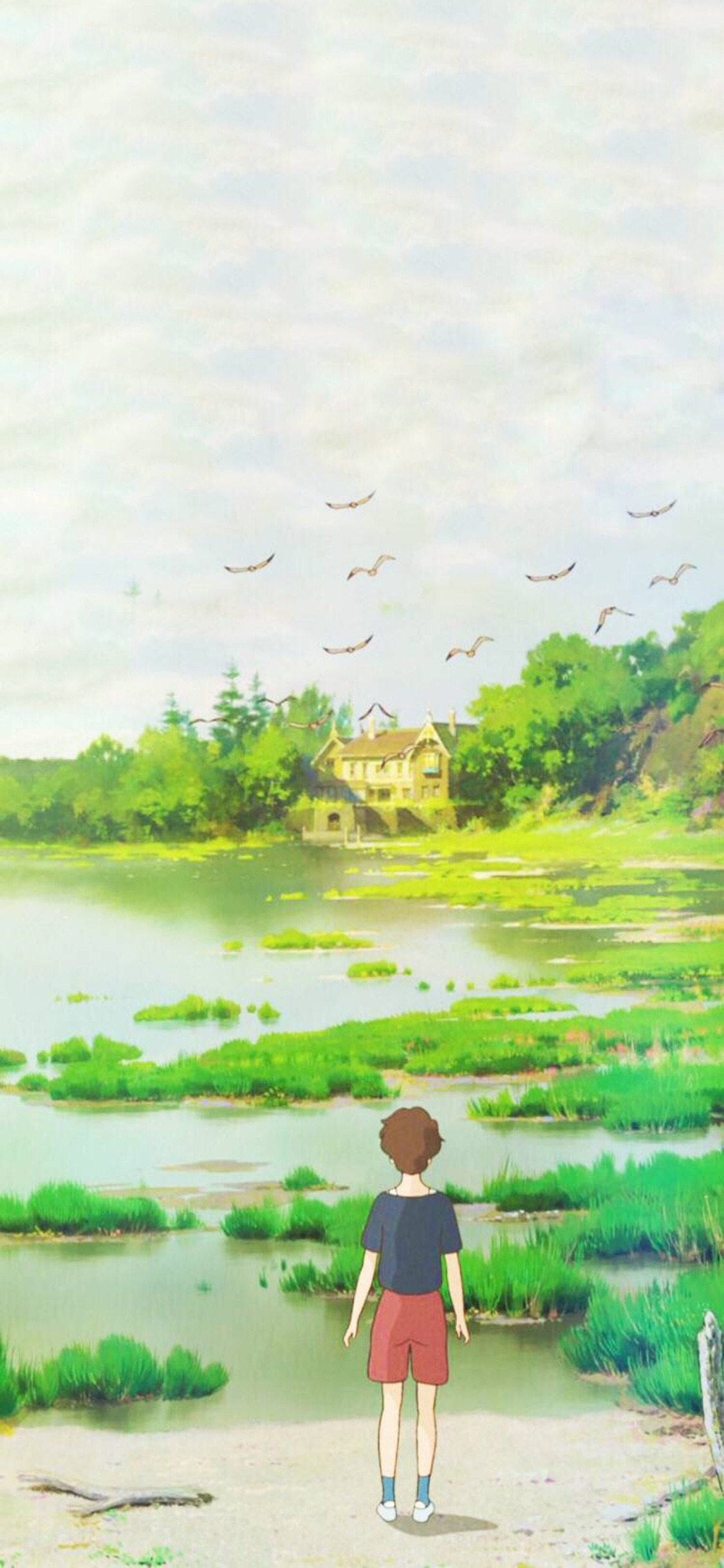 [2436×1125]动漫 场景 人物 背影 自然 苹果手机动漫壁纸图片