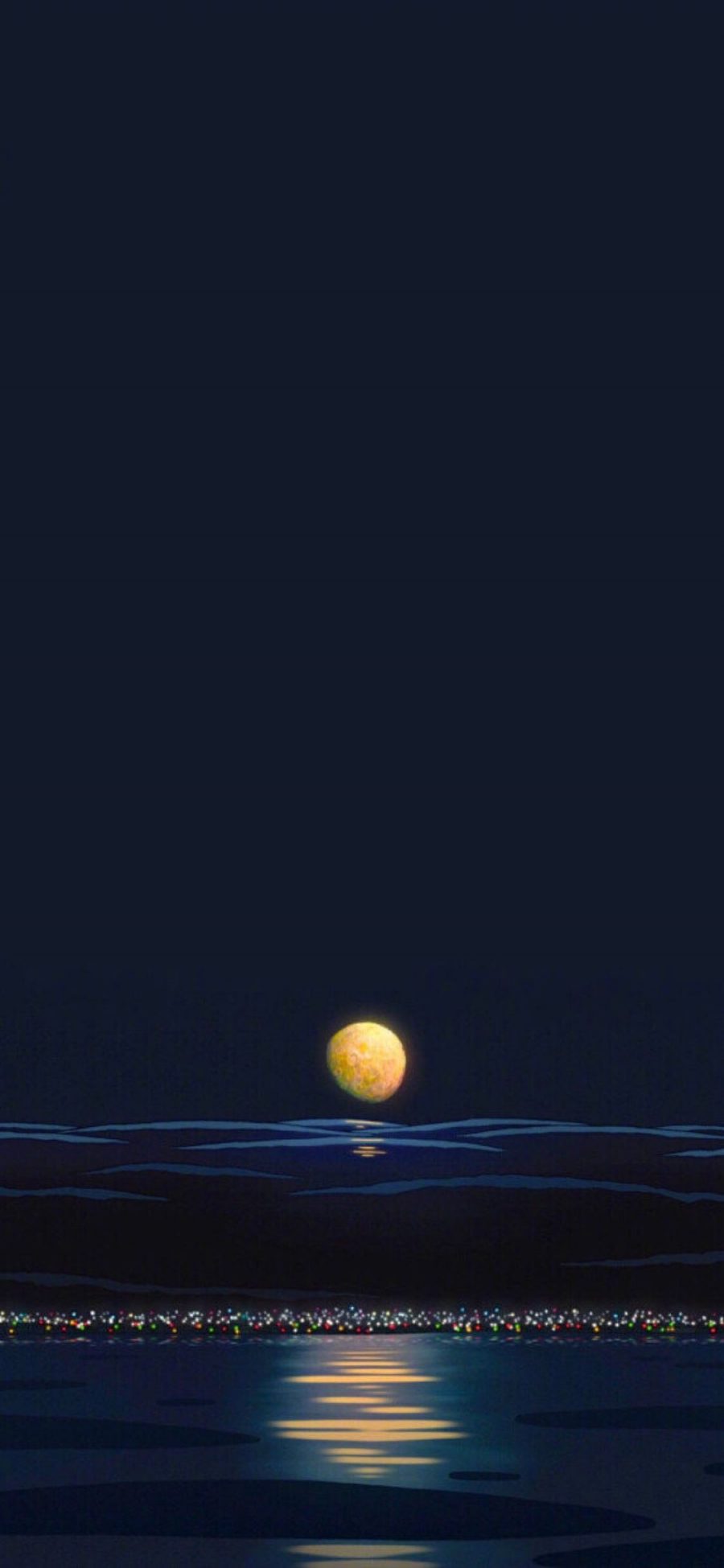 [2436×1125]动漫 场景 夜景 月亮 苹果手机动漫壁纸图片