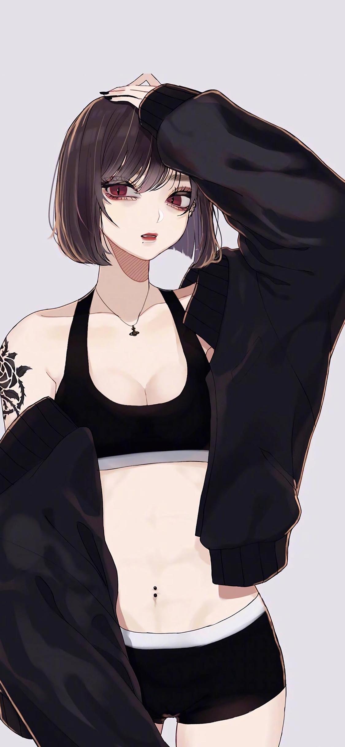 [2436×1125]动漫 少女 性感 纹身 苹果手机动漫壁纸图片