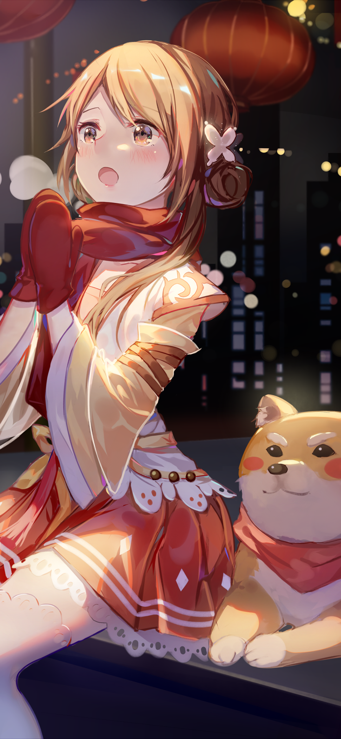 [2436×1125]动漫 少女 柴犬 二次元 苹果手机动漫壁纸图片