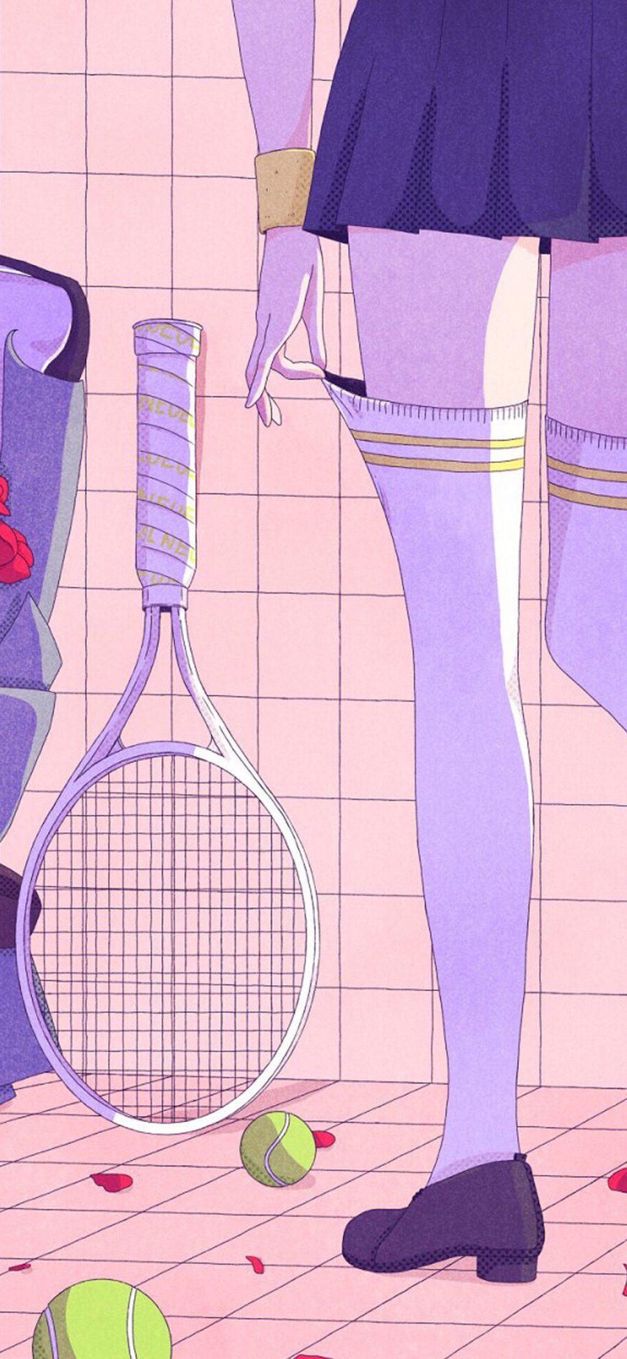 [2436×1125]动漫腿 少女 网球 苹果手机动漫壁纸图片
